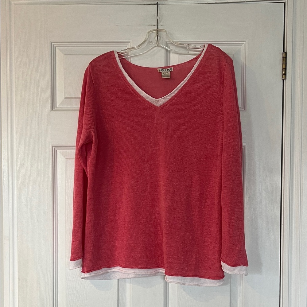 Women's Pink linen Long Sleeve Top